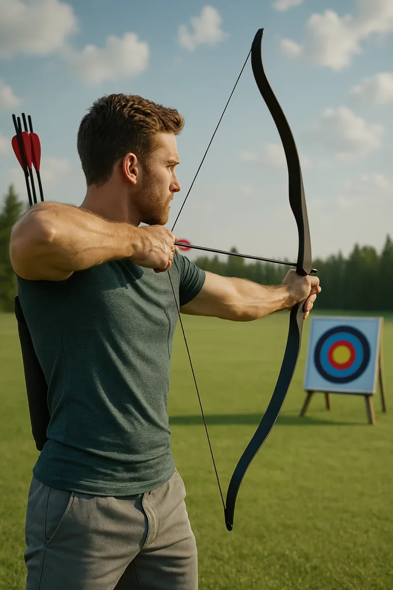 Archer visant avec pr&eacute;cision, symbole de justesse du geste