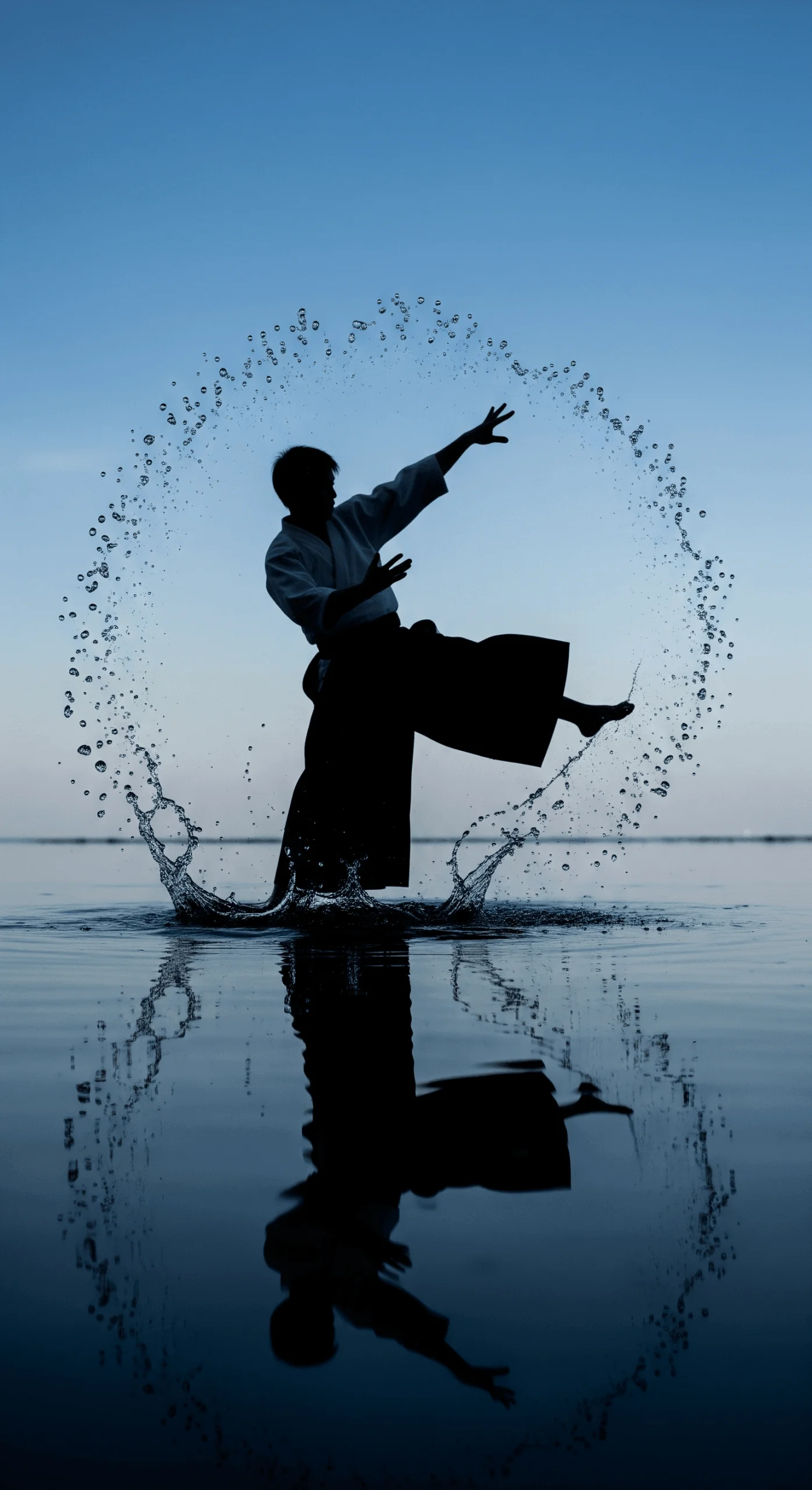 Cercle d'eau et ondulations, symbole du Mizu no Kokoro en a&iuml;kido